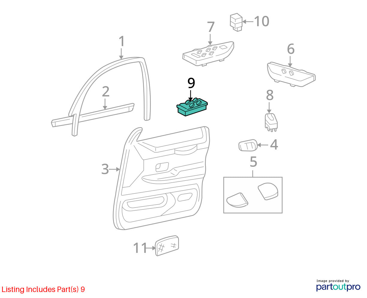 04-08 Ford F-150 Front Left Driver Side Window Switch Bezel OEM 5L1Z-14529-AA