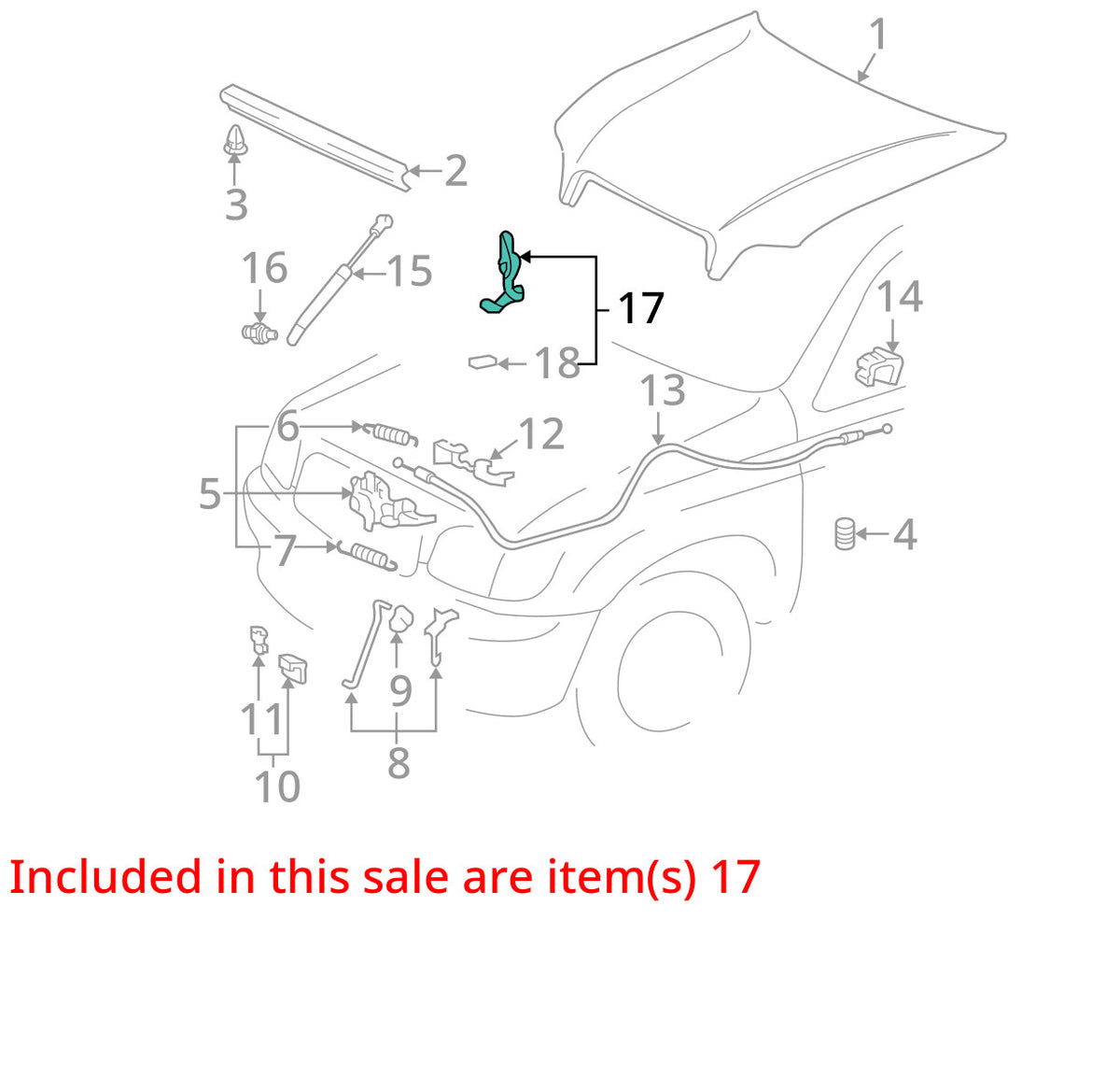 2001-2007 Toyota Sequoia Front Left/Right Hood Hinge Set Gray OEM 53420-0C010