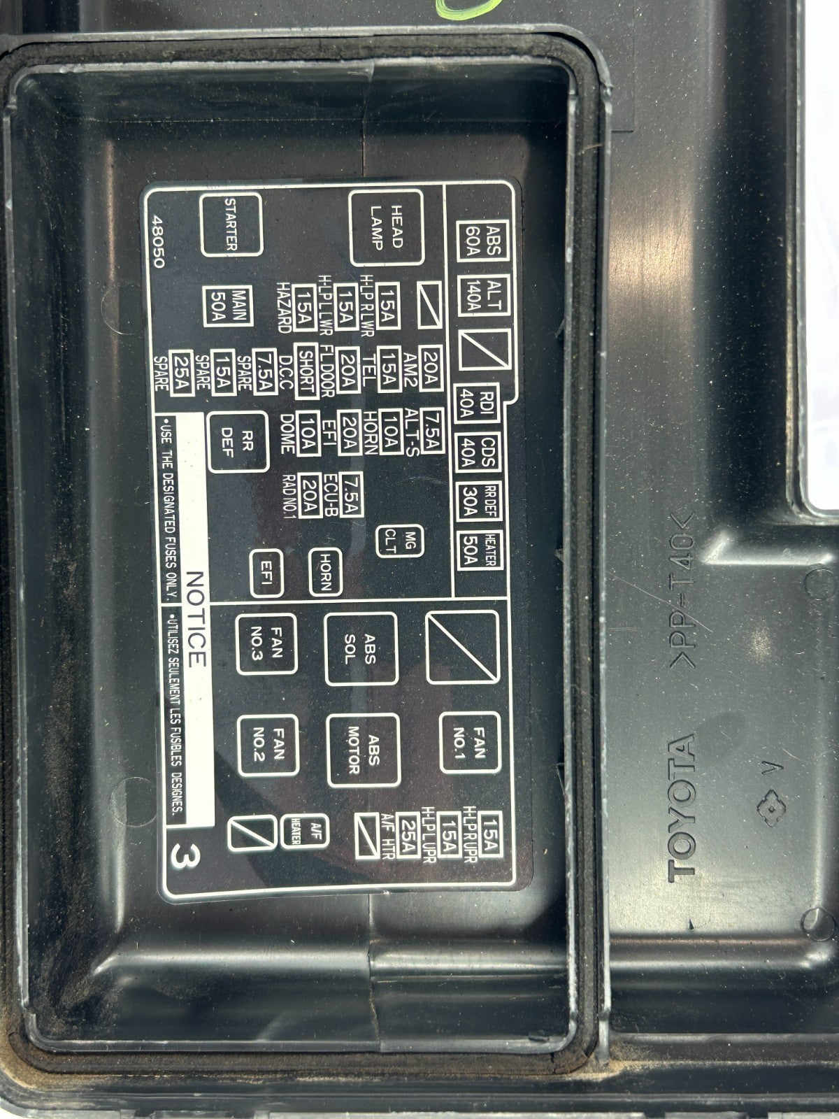 1999-2003 Lexus RX300 Under Hood Fuse Relay Box Top Cover Lid OEM 82672-48010