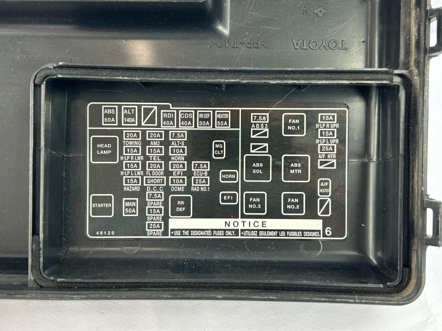 1999-2003 Lexus RX300 Under Hood Fuse Relay Box Top Cover Lid OEM 82672-48010