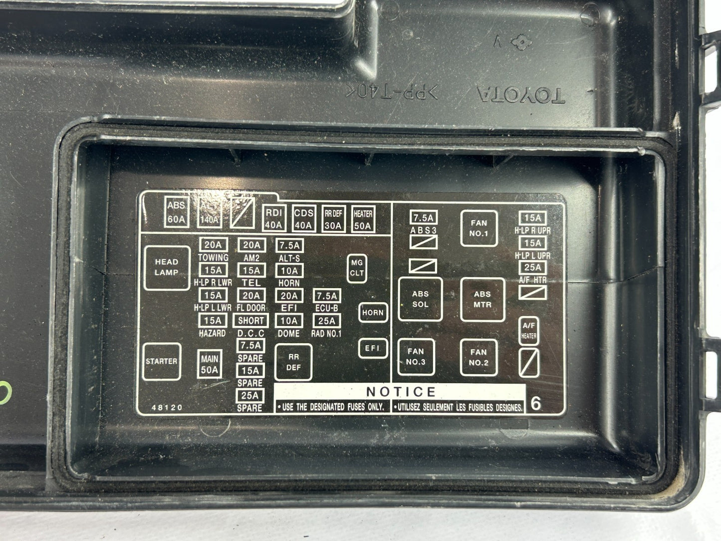 1999-2003 Lexus RX300 Engine Fuse Relay Box Top Cover Lid OEM 82672-48010