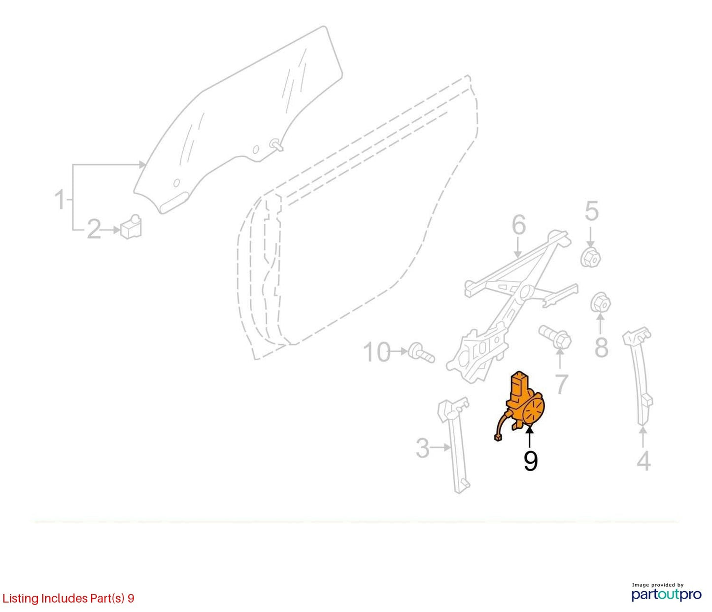 2005-2009 Subaru Outback Rear Right Door Window Regulator Motor OEM 62188AG00A