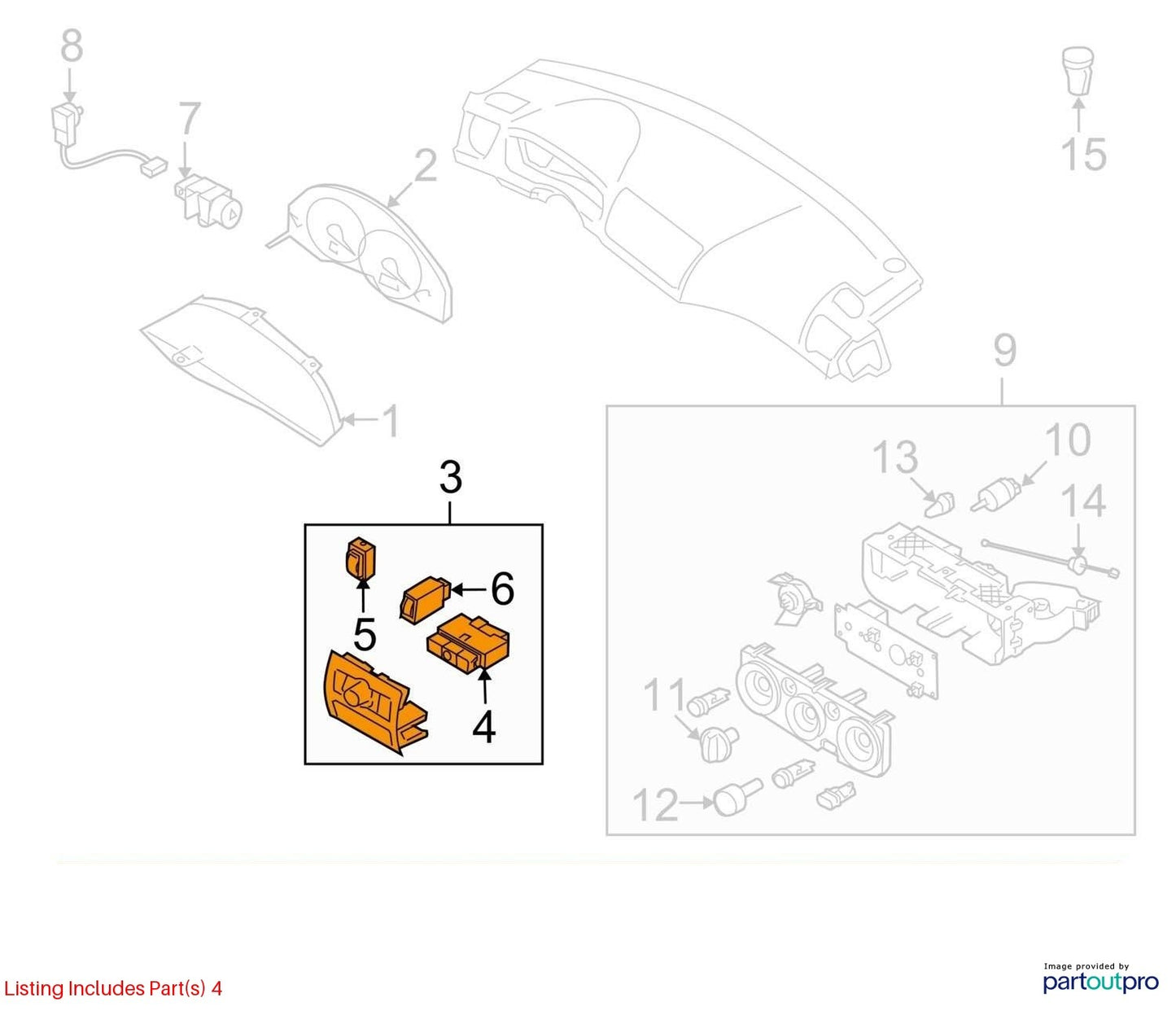 06-09 Subaru Outback Dash Dimmer Power Mirror Control Switch OEM 83001AG32AWA