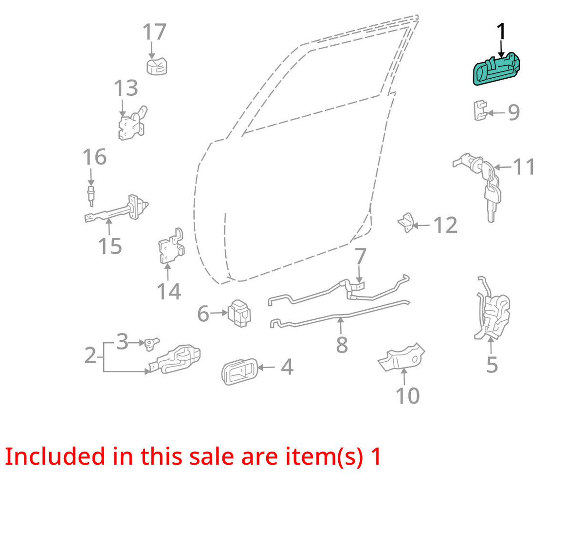98-07 Toyota Land Cruiser Front Right & Left Door Handle W/ Key OEM 6921060071C0