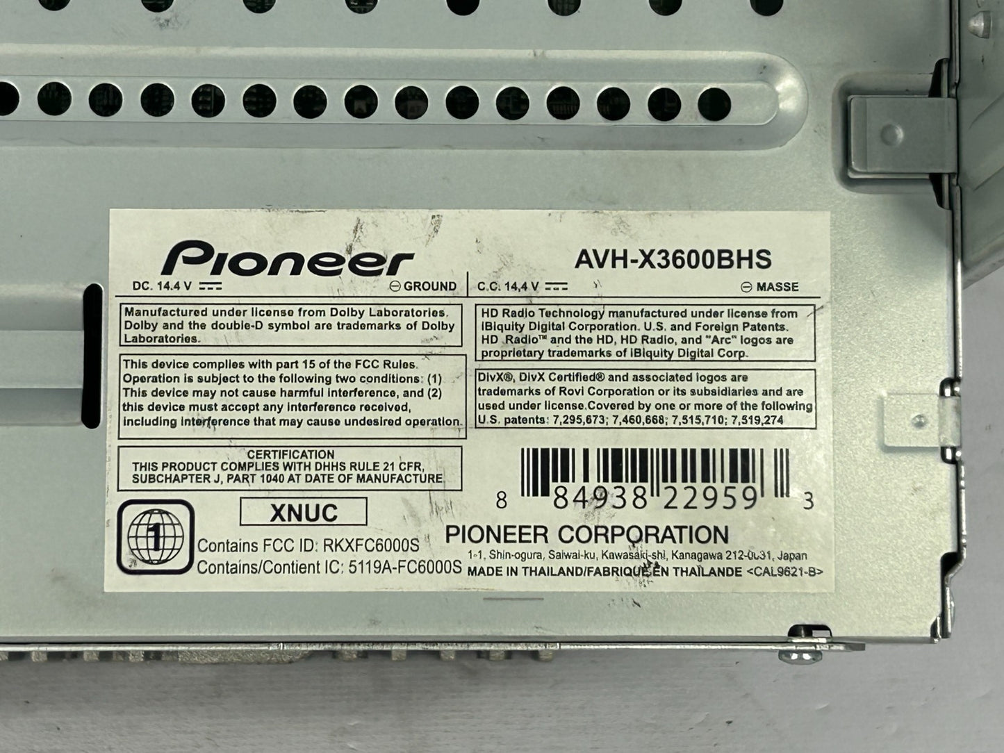 Pioneer AVH-X3600BHS In-Dash Car Stereo CD Bluetooth Player Receiver
