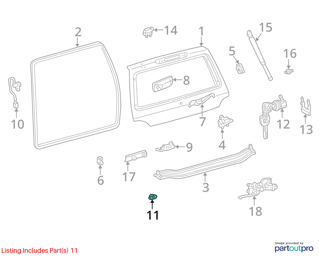 98-07 Toyota Land Cruiser Rear Upper Hatch Latch Striker Plate OEM 69430-60030