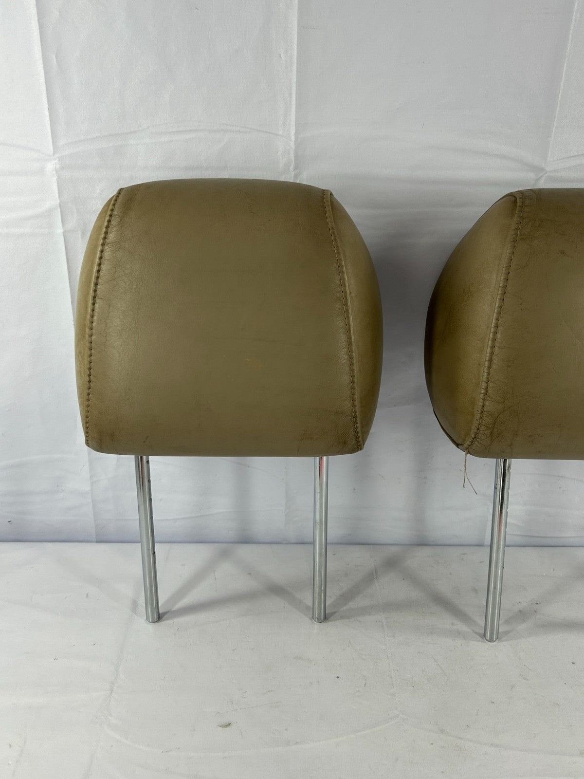 98-03 Toyota Land Cruiser Front Seat Leather Headrest Set Beige OEM 71910-60440