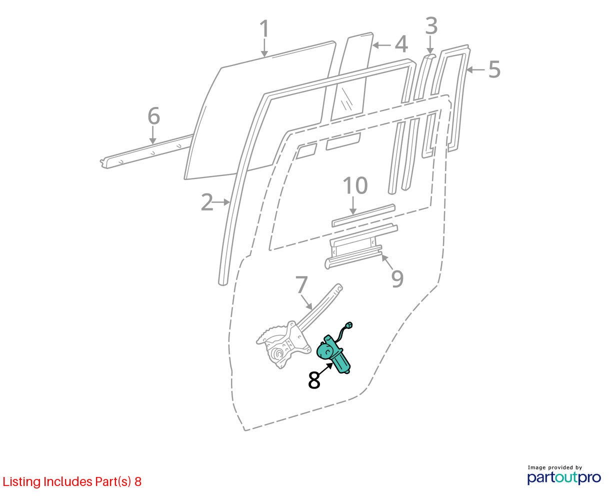 98-01 Toyota Land Cruiser Rear Right Door Window Regulator Motor OEM 85720-60110