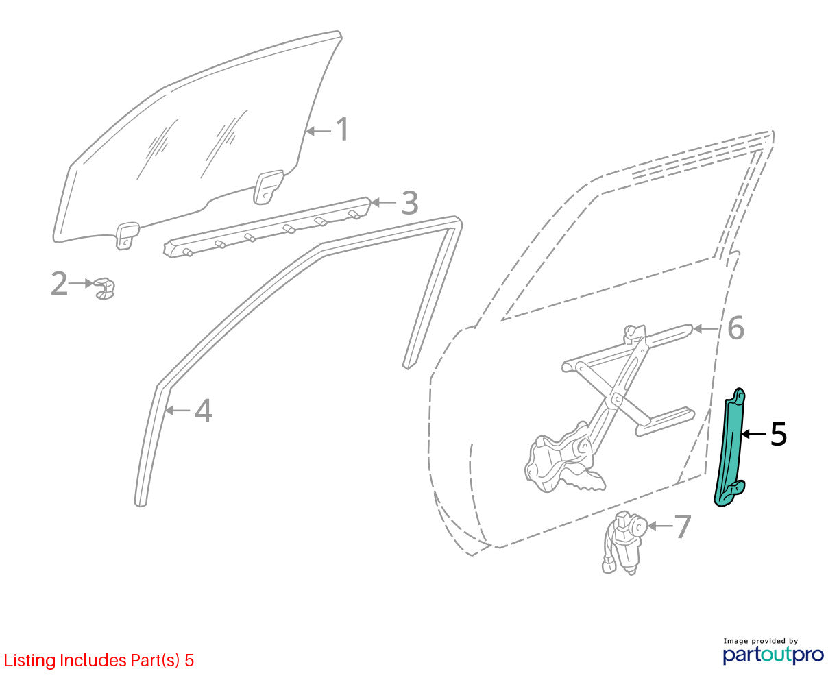 1998-2007 Toyota Land Cruiser Front Right Door Window Guide OEM 67403-60080