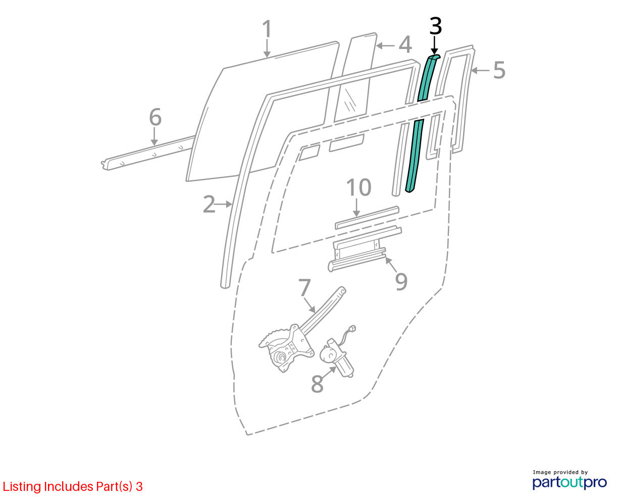 98-07 Toyota Land Cruiser Rear RH Window Rail Guide Support Bar OEM 67407-60040