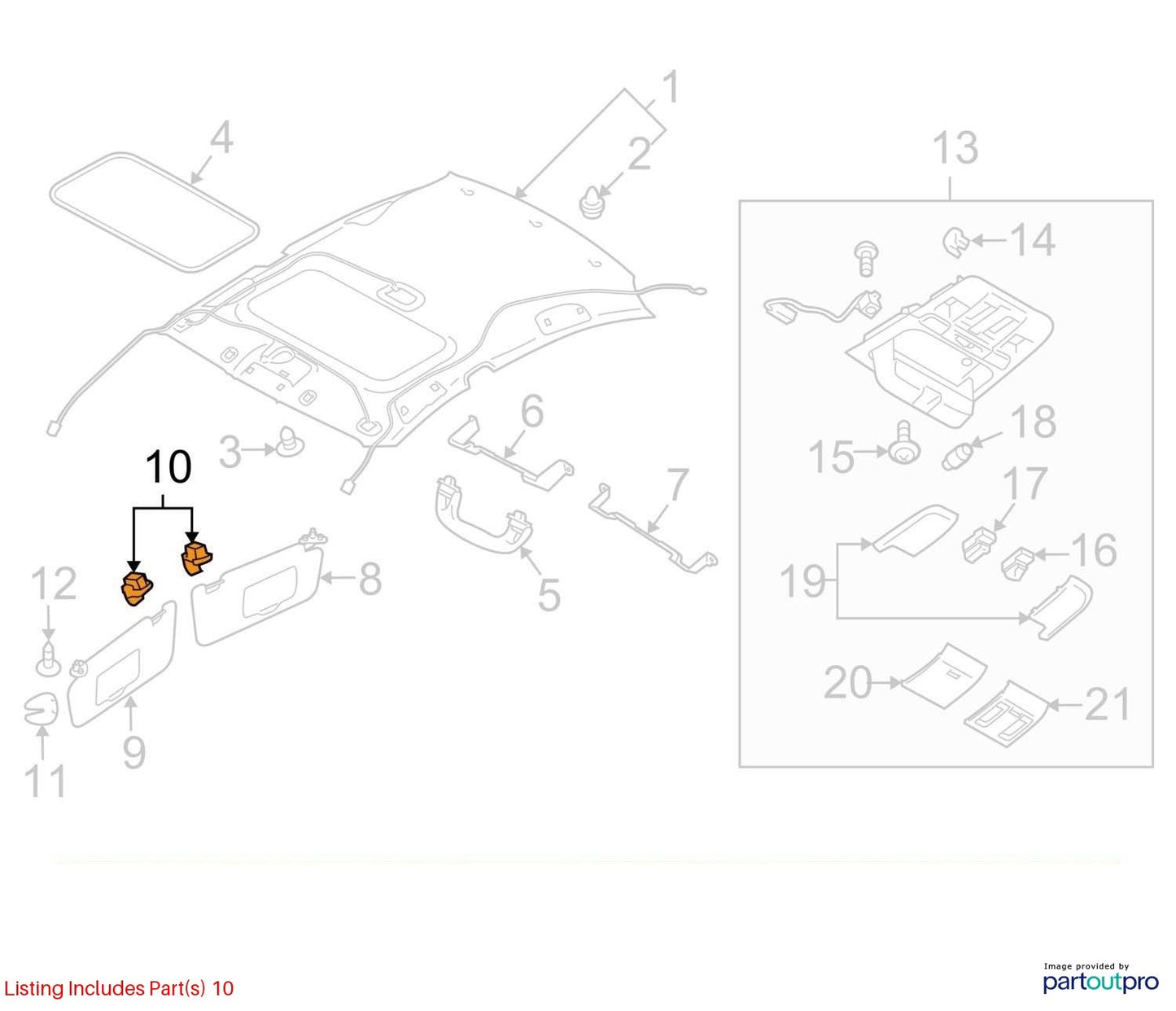 2010-2021 Subaru Outback Front Roof Sun Visor Support Hook Beige OE 92018FG001ME