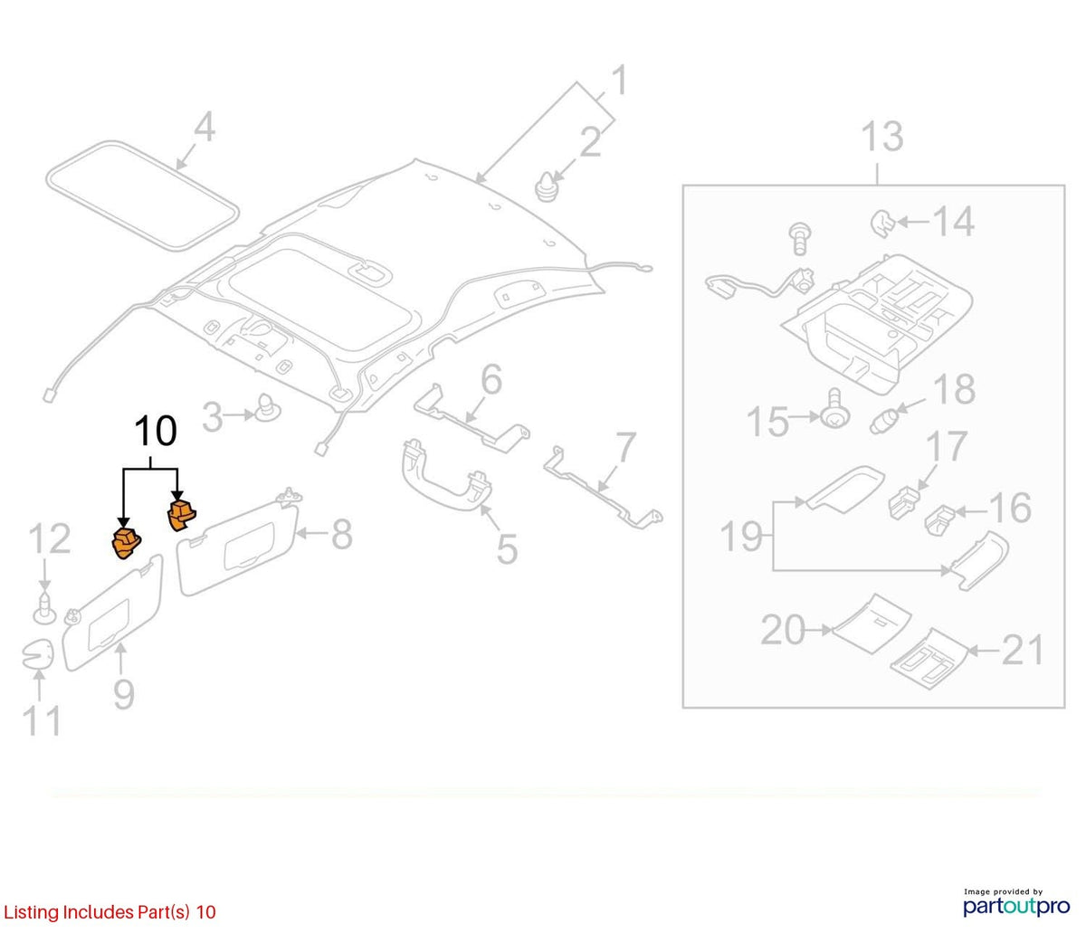 2010-2021 Subaru Outback Front Roof Sun Visor Support Hook Beige OE 92018FG001ME