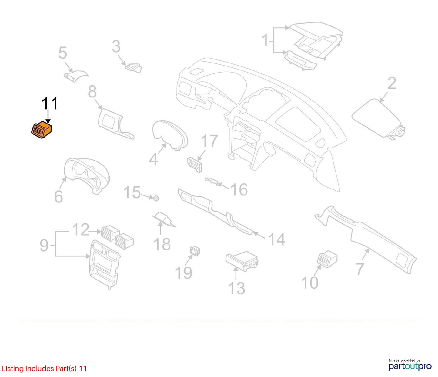 03-08 Subaru Forester Front Left Side Dash A/C Air Vent Duct OEM 66110SA010ML