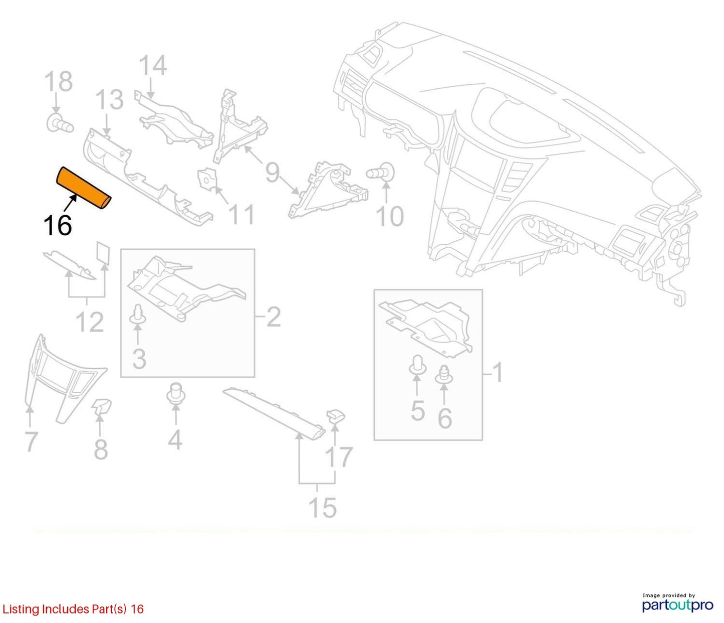 2010-2013 Subaru Outback Left Driver Side Dash Ornament Panel Trim 66076AJ03A