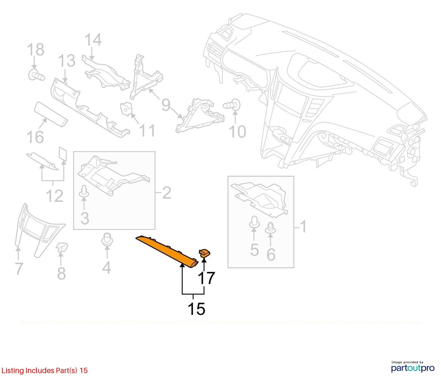 2010-2012 Subaru Outback Front Right Dashboard Panel P Trim Bezel OEM 66077AJ00A