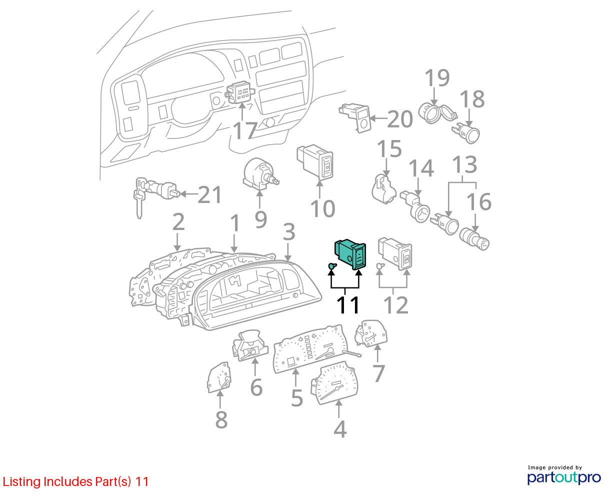 96-01 Toyota 4Runner Center Dash 4WD Differential Lock Switch OEM 84725-35010