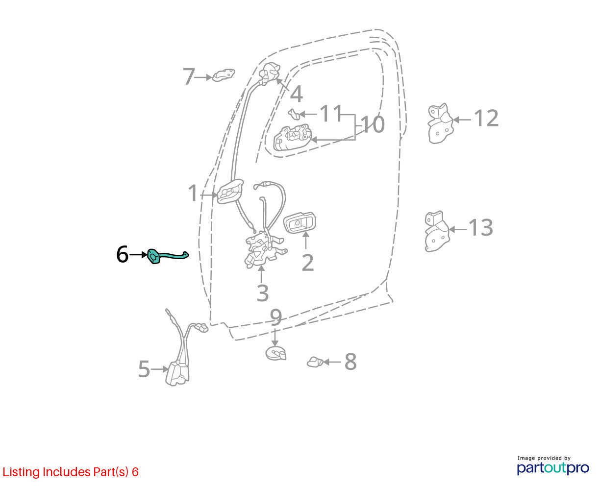 2000-2006 Toyota Tundra Rear Right Door Lock Lever Operating Rod OEM 69770-0C010