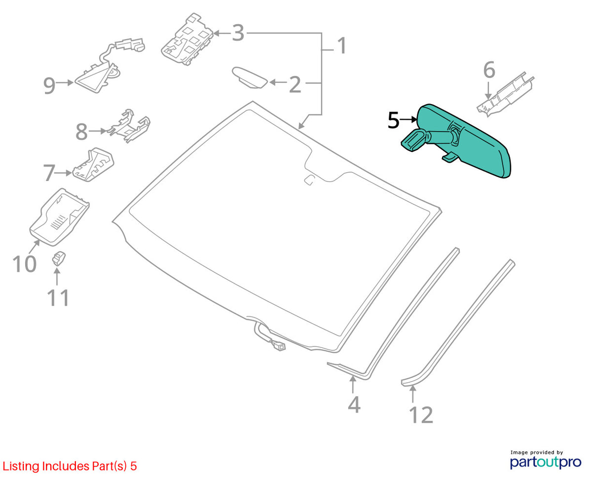 2002-2010 Toyota Sequoia Front Rear View Mirror Assembly OEM 87810-0C020