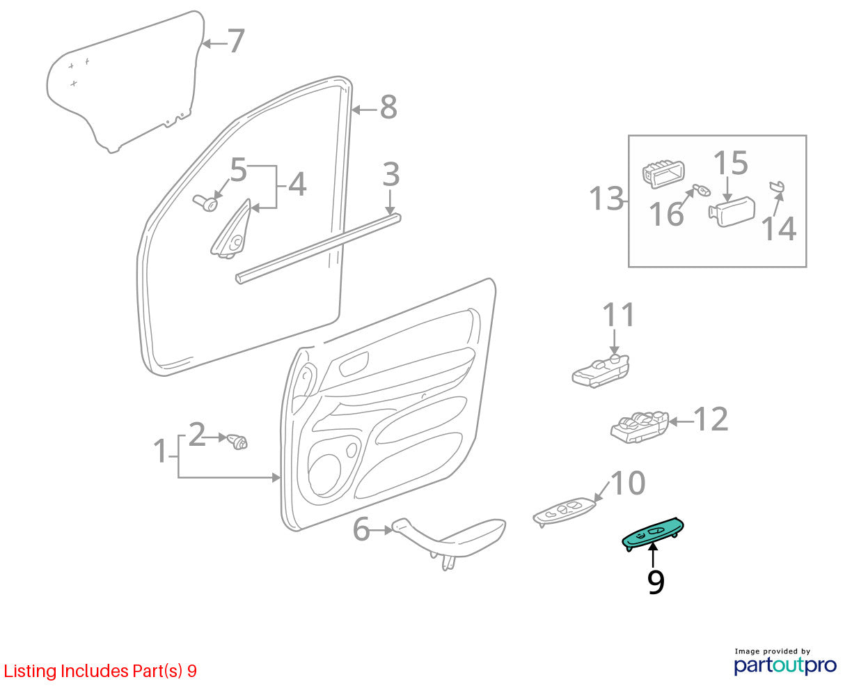 01-07 Toyota Sequoia Front Right Power Window Control Switch OEM 74201-0C030-B1