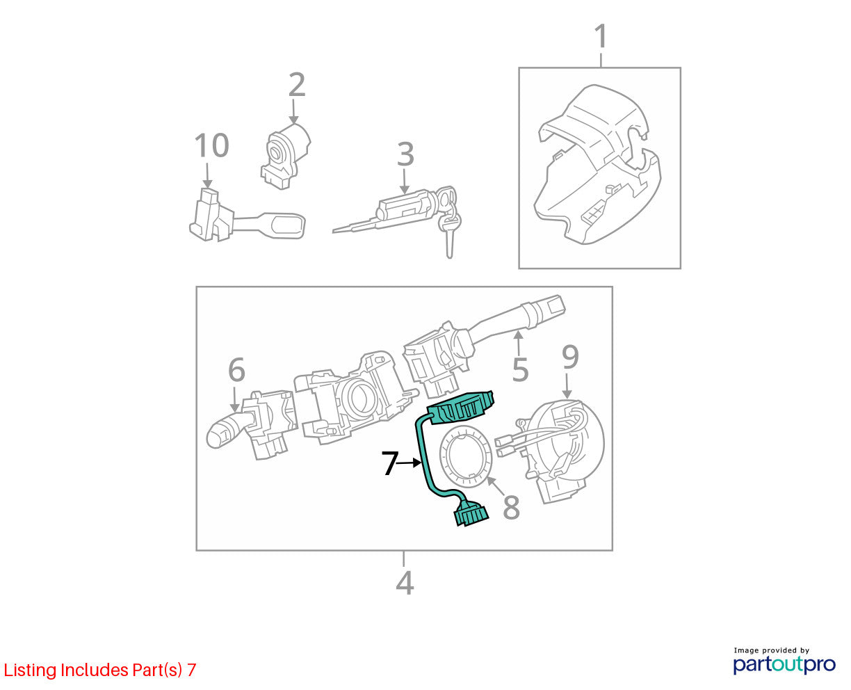 02-07 Toyota Sequoia Steering Wheel Position Angle Sensor OEM 89245-34010