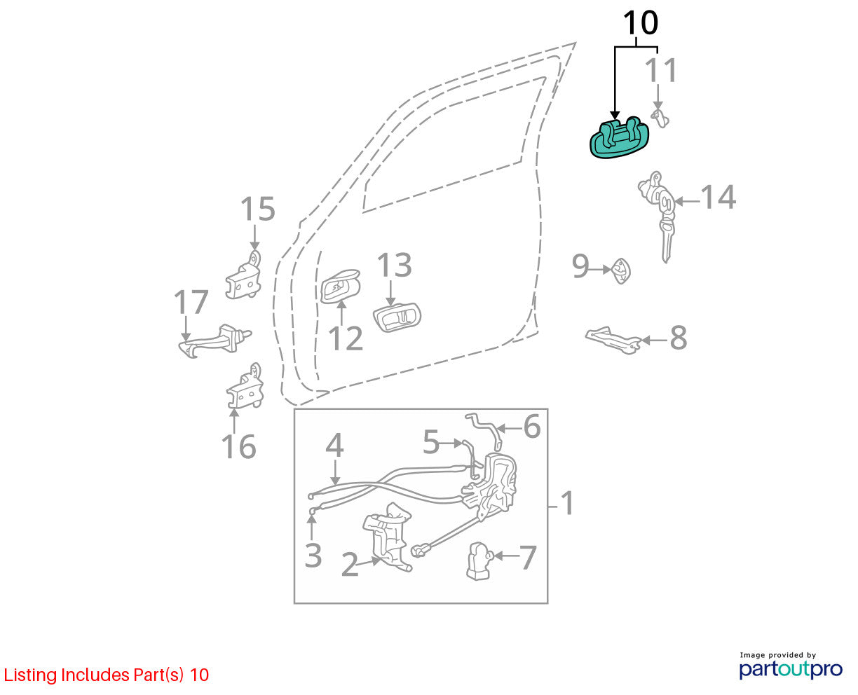 2001-2007 Toyota Sequoia Exterior Front Right Door Handle OEM 69210-34050-B1