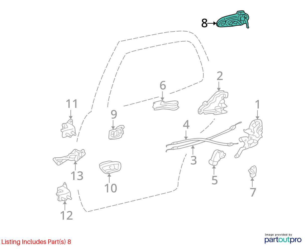 01-07 Toyota Sequoia Exterior Rear Right Door Handle Assembly OEM 69230-34020-B1