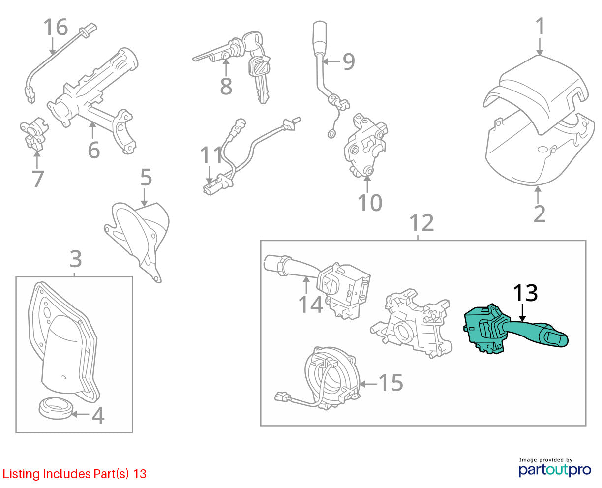 2001-2007 Toyota Sequoia Headlamp Turn Signal Switch Assembly OEM 84140-0C040