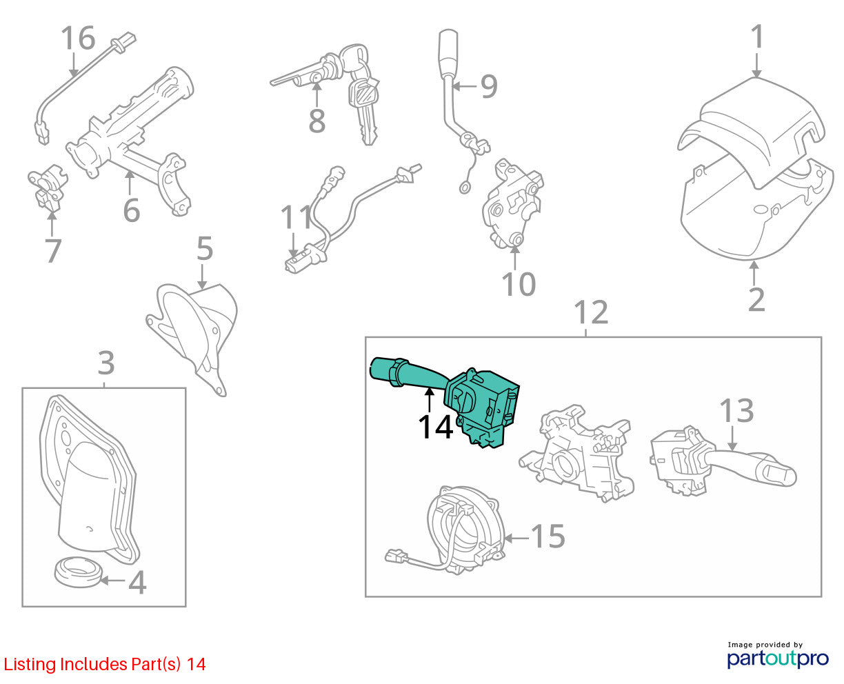 2001-2004 Toyota Sequoia Windshield Wiper Switch Assembly OEM 84652-0C030