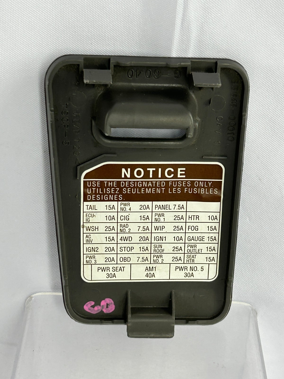 2001-2007 Toyota Sequoia Front Dash Fuse Box Lid Cover Panel OEM 55545-0C010-B0