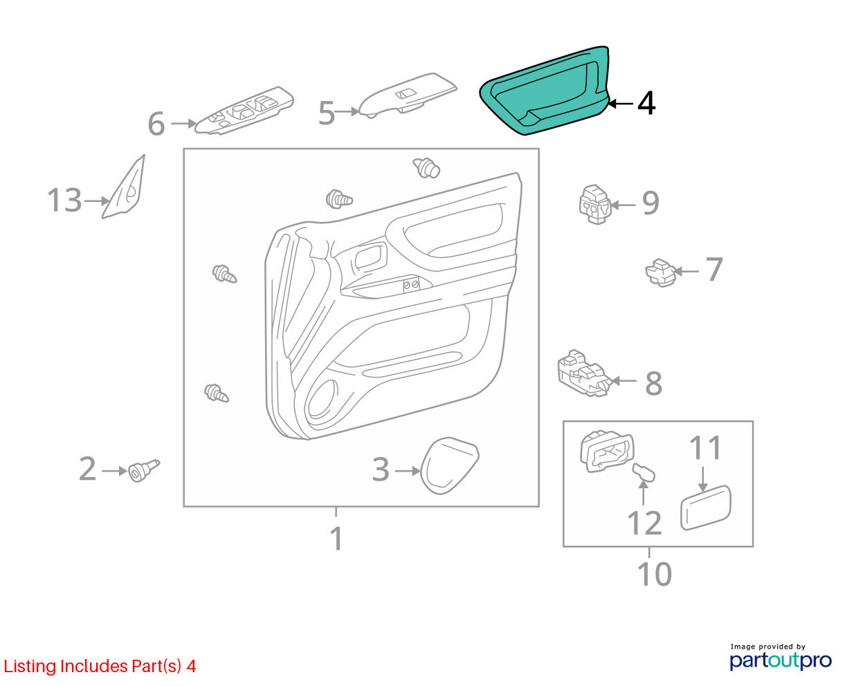 98-03 Toyota Land Cruiser Front Left Door Armrest Pull Handle OEM 7422060090E0