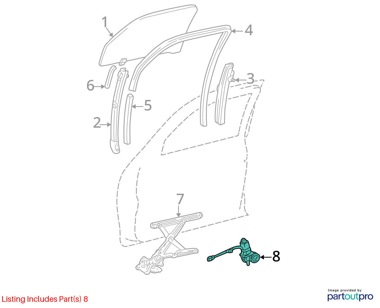 2001-2007 Toyota Sequoia Front Right Door Power Window Motor OEM 85710-34030