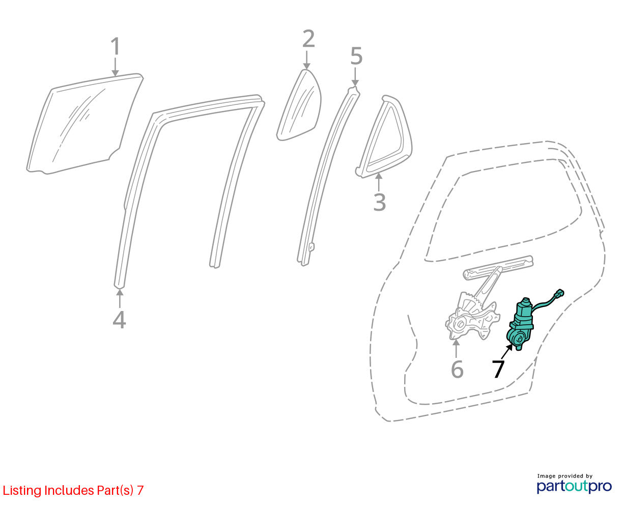 2001-2007 Toyota Sequoia Rear Right Side Door Power Window Motor 85720-0C020