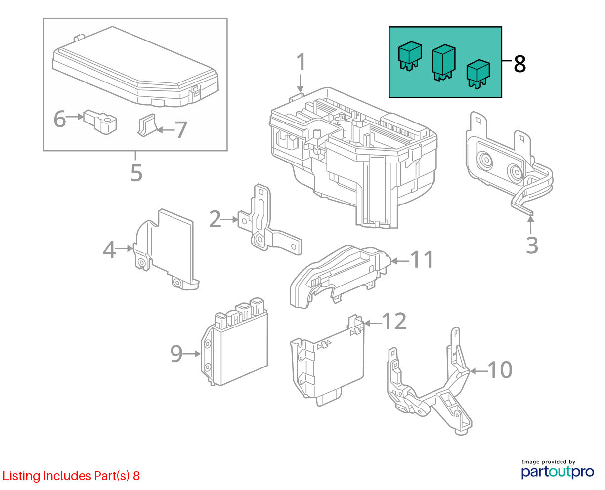 2003-2015 Honda Pilot Fuse Box Multi Purpose 5-Pin Relay OEM 39794-S10-003