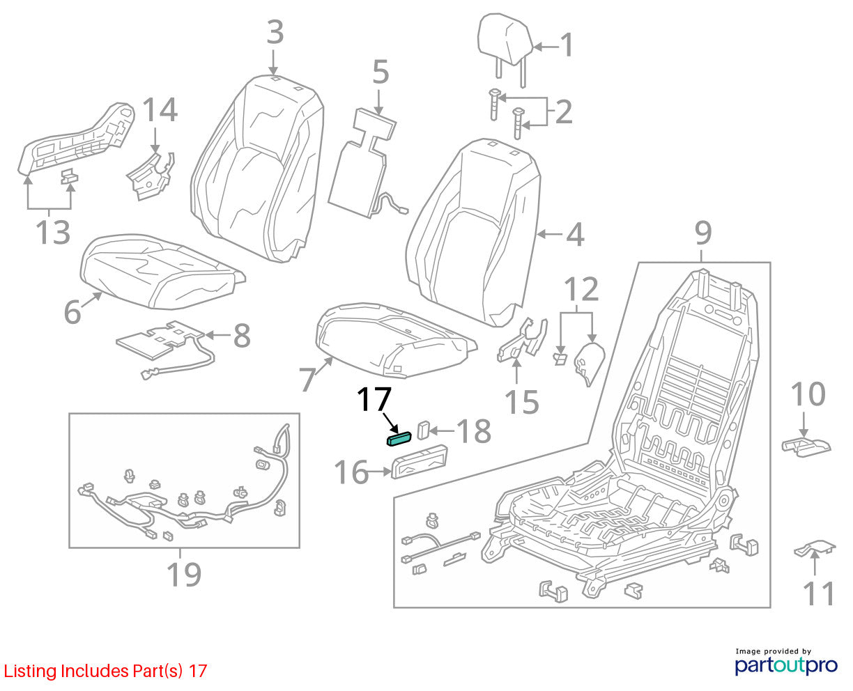 03-21 Honda Pilot Front Right Passenger Seat Adjustment Switch OEM 81251SDBA71ZA
