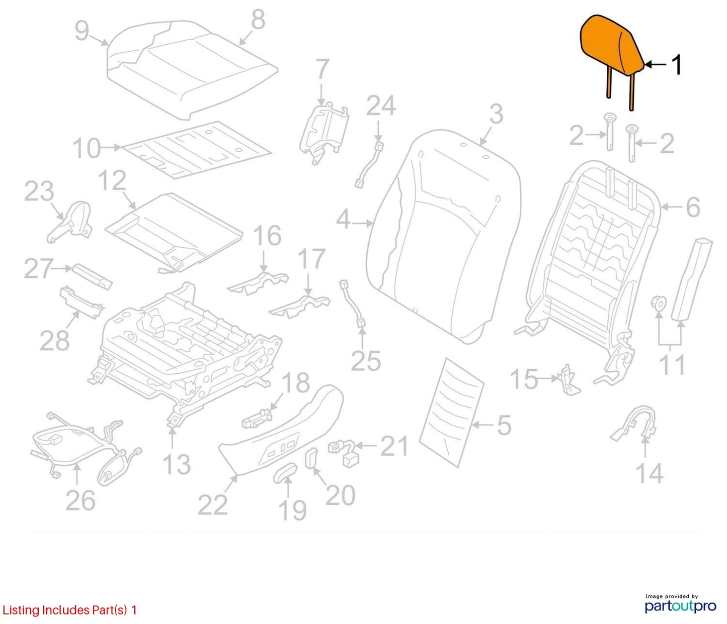2015-2019 Subaru Outback Front Seat Cloth Headrest Set Black OEM 64061AL01AVH