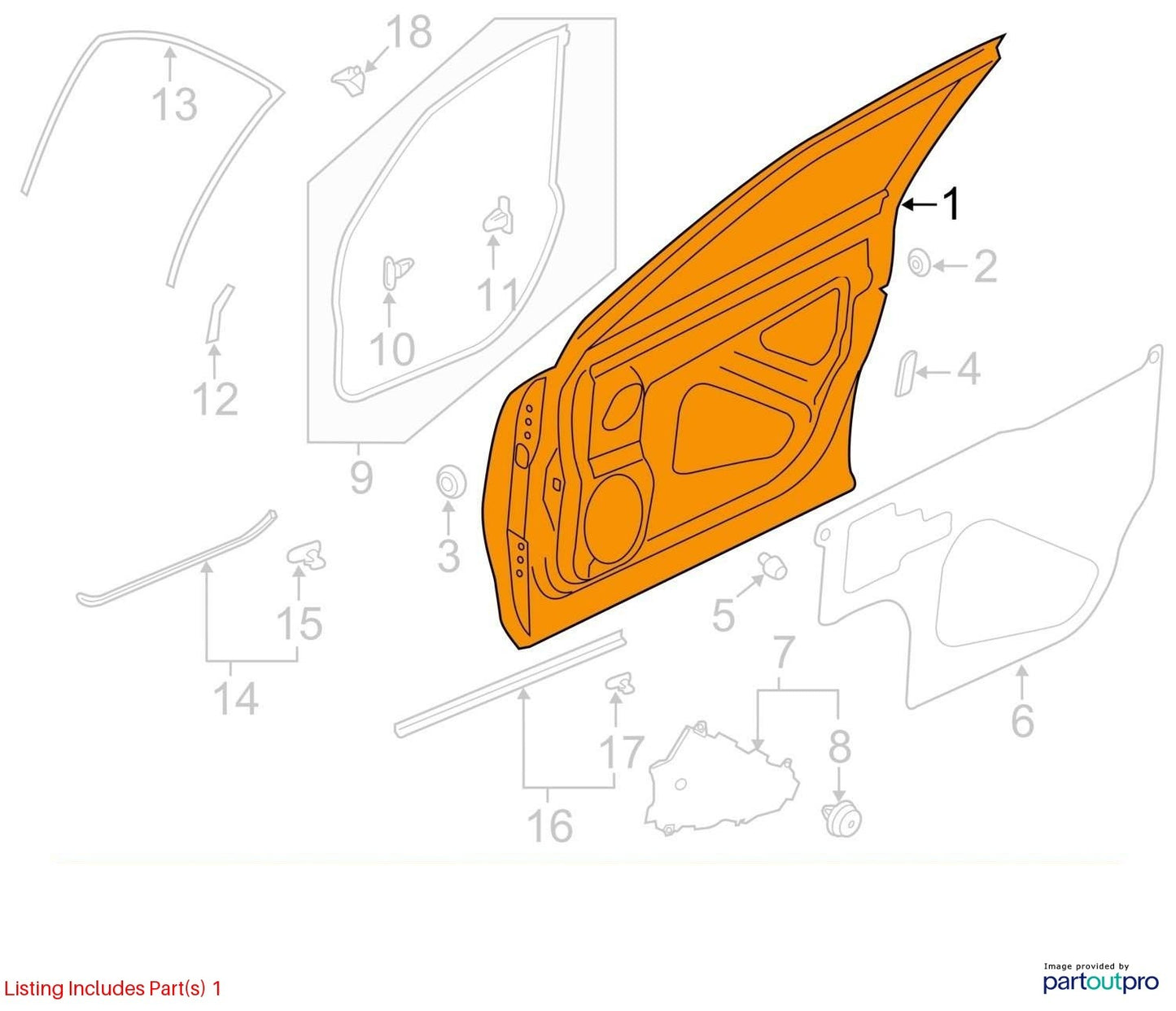 2019-2024 Subaru Forester Left Front Door Shell Complete Blue SAZ 60009SJ0519P