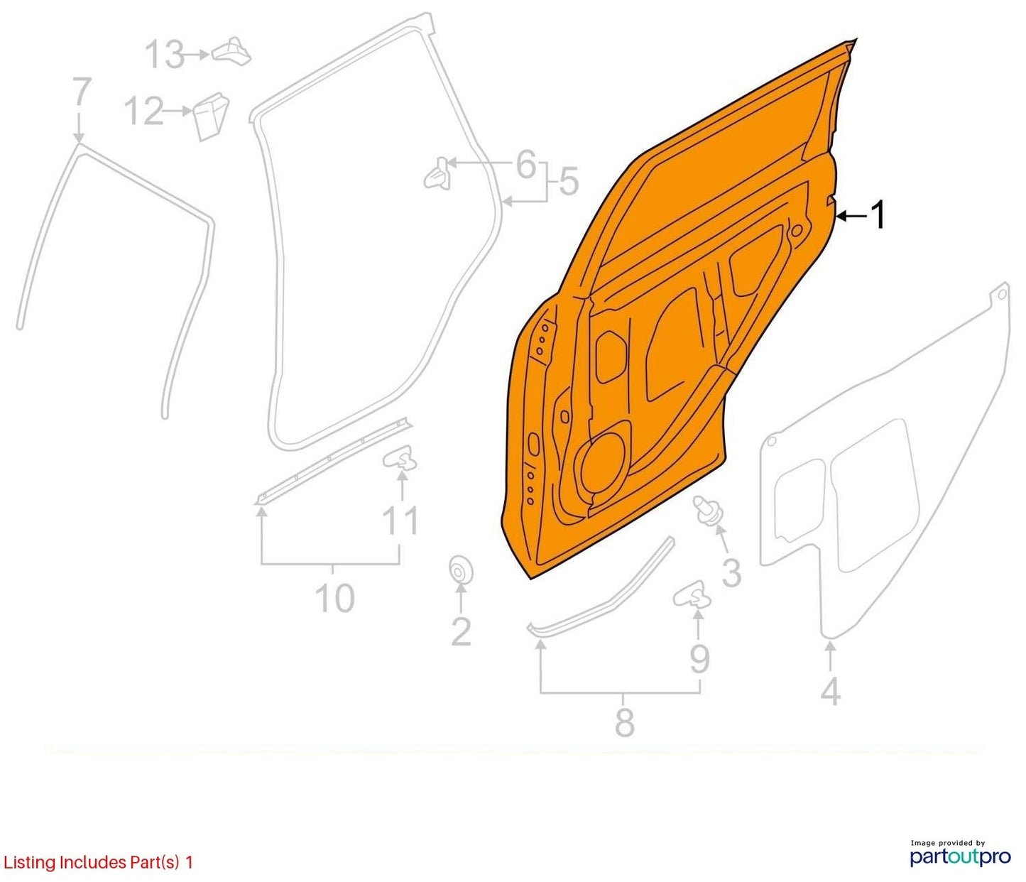 2019-2024 Subaru Forester Left Rear Door Shell Complete Blue SAZ 60409SJ0109P