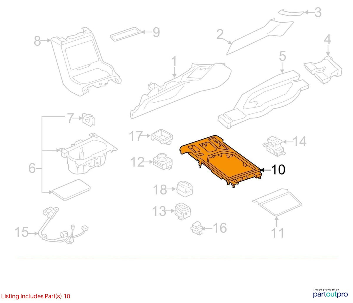 19-24 Subaru Forester Center Console Shifter Panel  and Switches OEM 92122SJ200