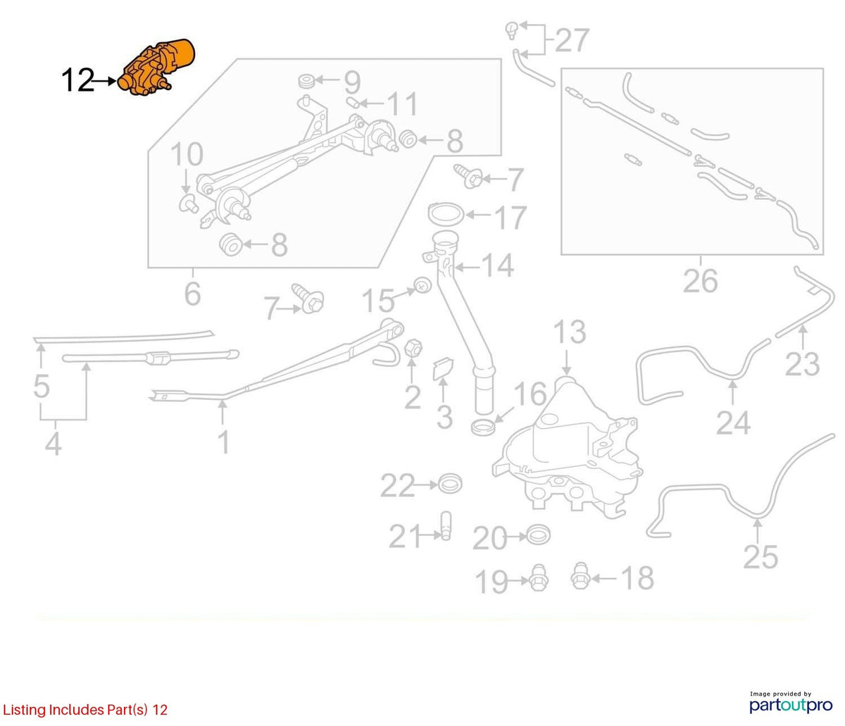 2019-2021 Subaru Forester Front Windshield Wiper Linkage Motor OEM 86511SJ010