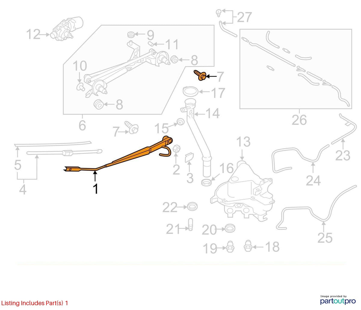 2019-2021 Subaru Forester Front Right Side Windshield Wiper Arm OEM 86532SJ100