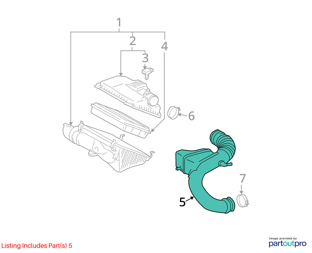 03-05 Toyota 4Runner 4.7L V8 Engine Air Intake Resonator Hose OEM 17880-50061