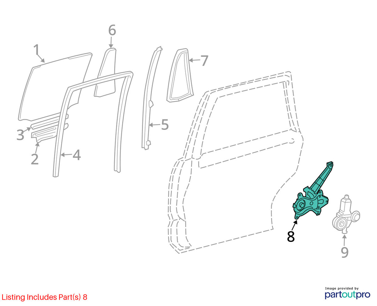 2003-2009 Toyota 4Runner Rear Left Door Window Regulator Motor OEM 69804-35080