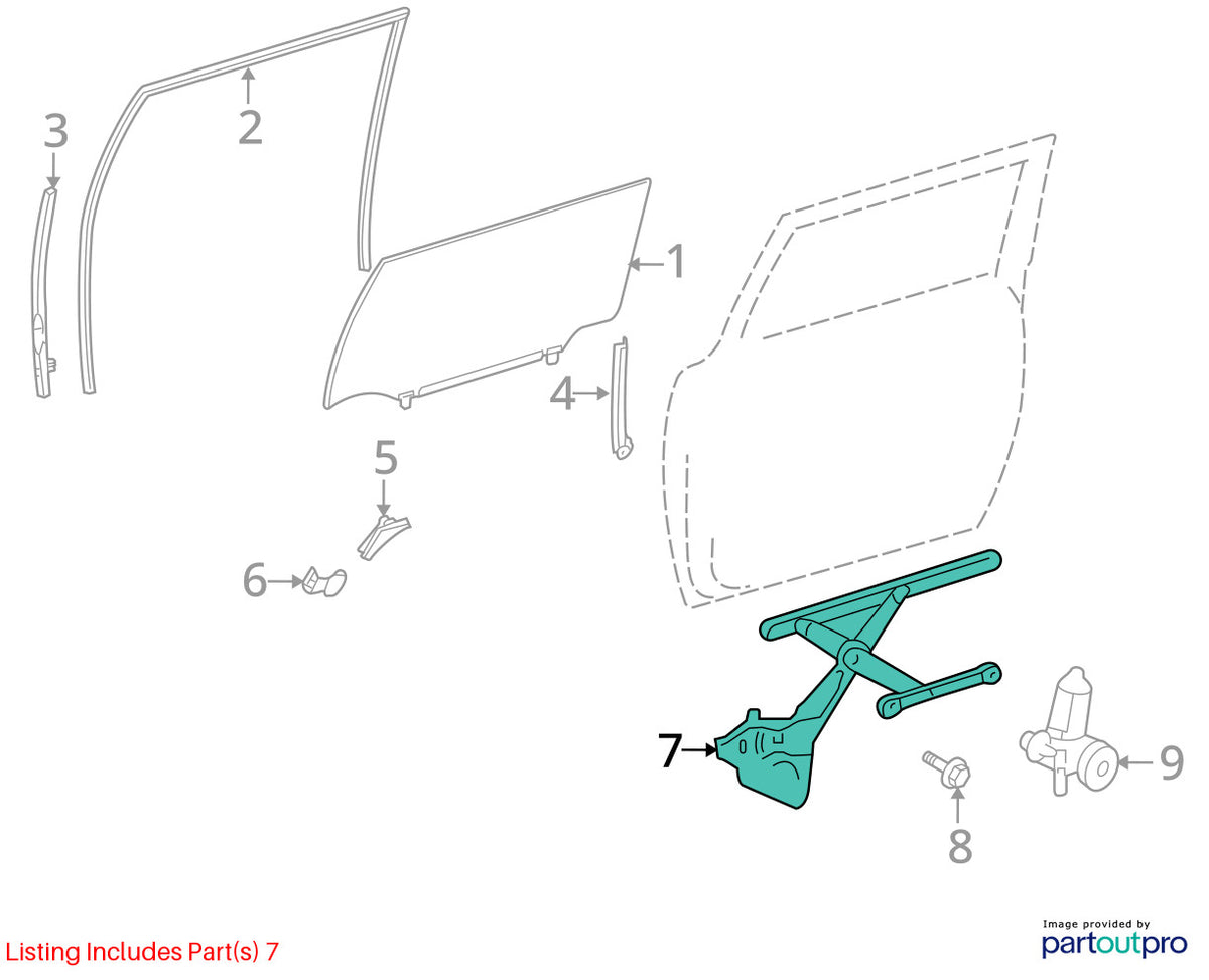 03-09 Toyota 4runner Front Left Driver Window Regulator Motor OEM 69802-58010