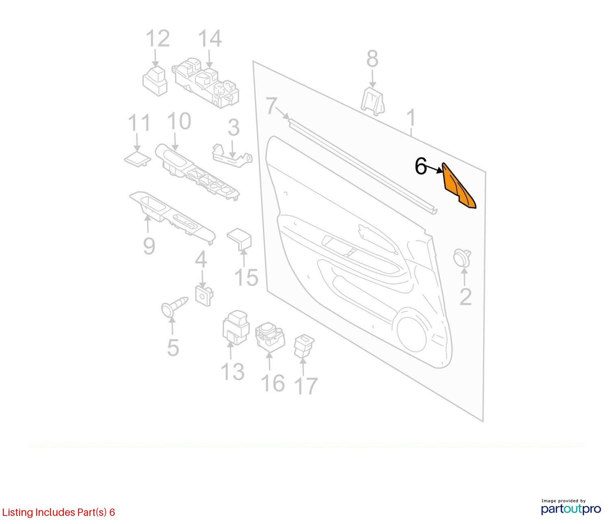 02-07 Subaru Impreza Front Right Door Mirror Corner Trim Cover OEM 94251FE000