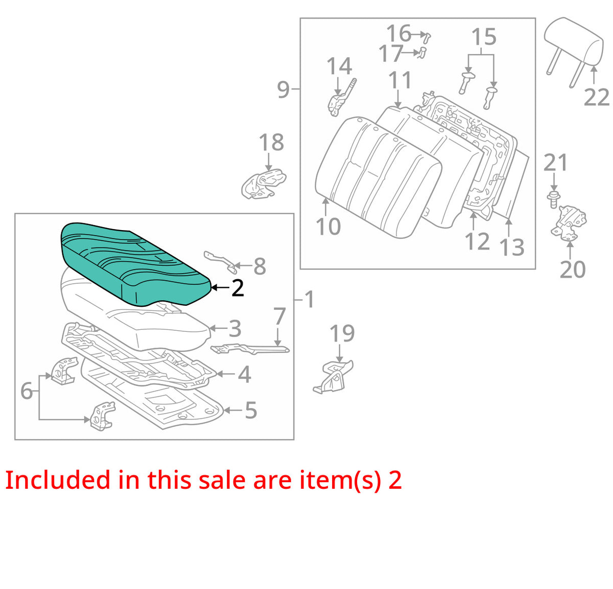 1996-2002 Toyota 4Runner Rear Right Bottom Seat Cushion Brown OEM 71075-35630-E0