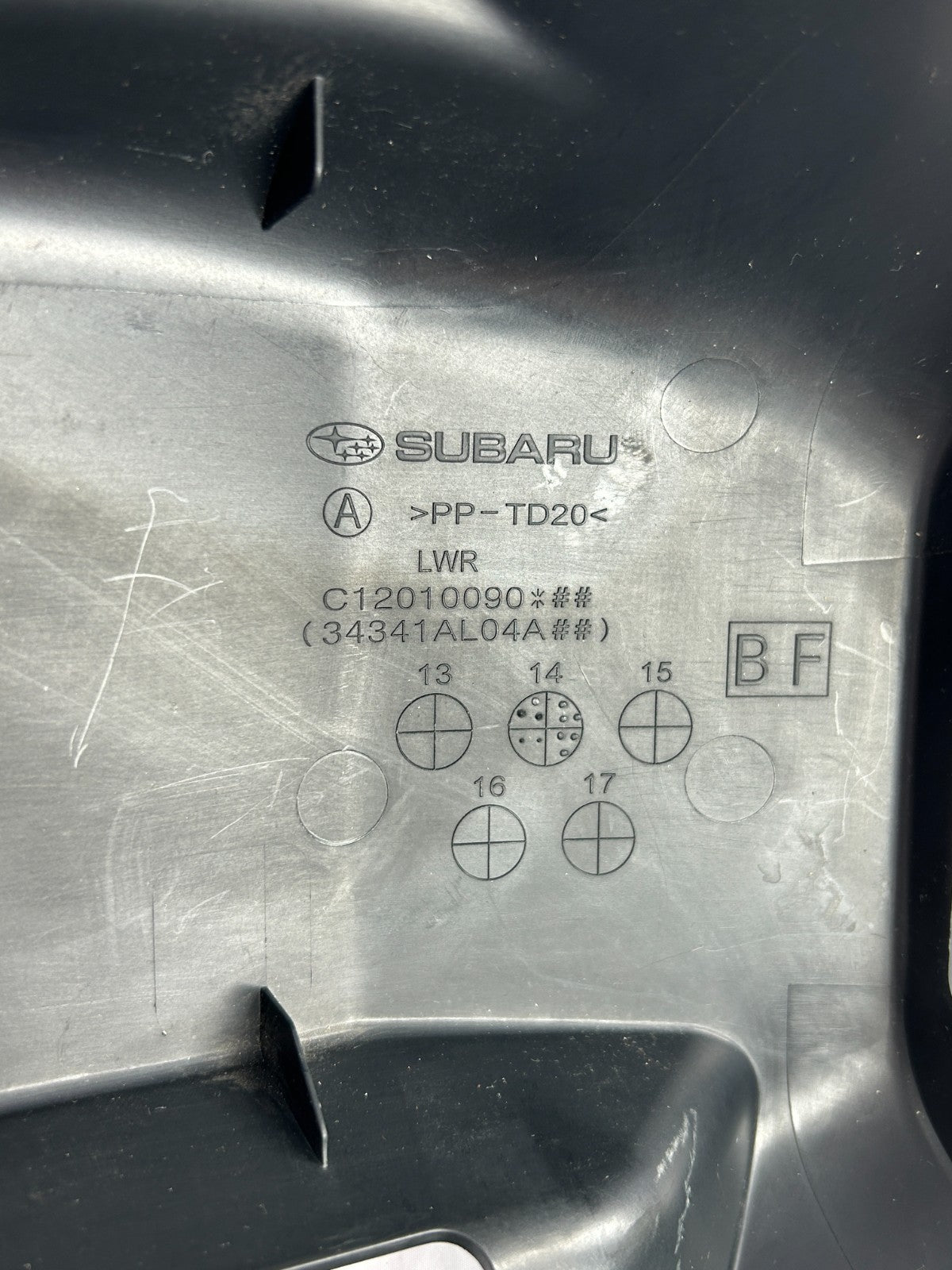 2015-2016 Subaru Outback Steering Column Cover Assembly Black OEM 34341AL04AVH