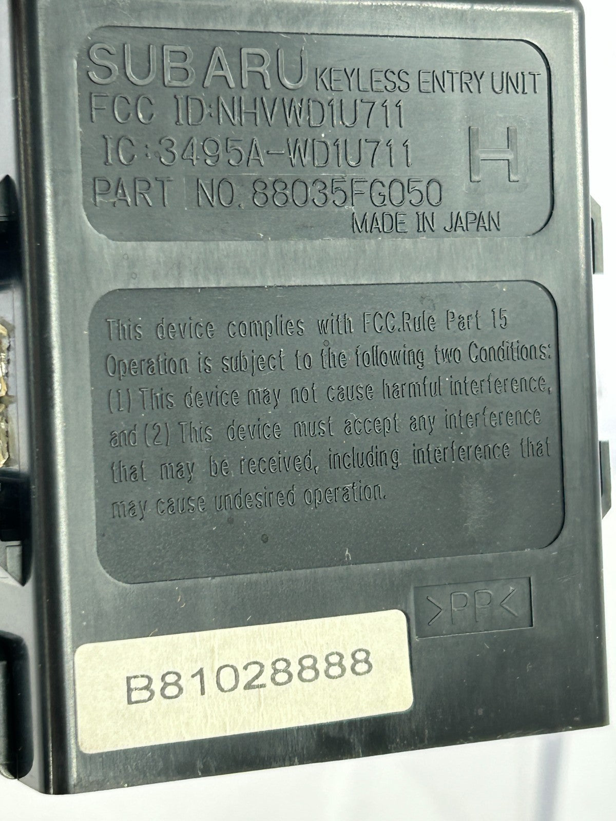 2008-2009 Subaru Impreza Anti Theft Keyless Control Module OEM 88035FG050