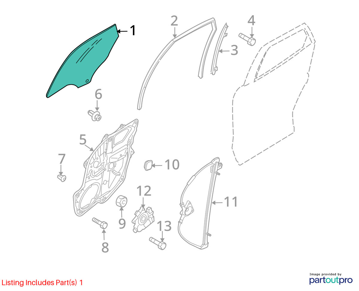 2007-2015 Mazda CX-9 Rear Left Driver Side Door Window Glass OEM TD11-73-510A