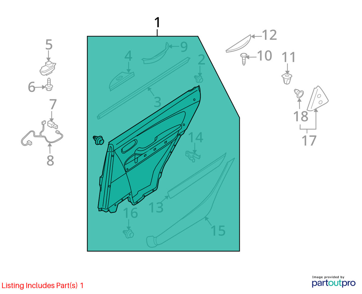 2007-2009 Mazda CX-9 Rear Right Door Interior Trim Panel OEM TD17-68-530L-34