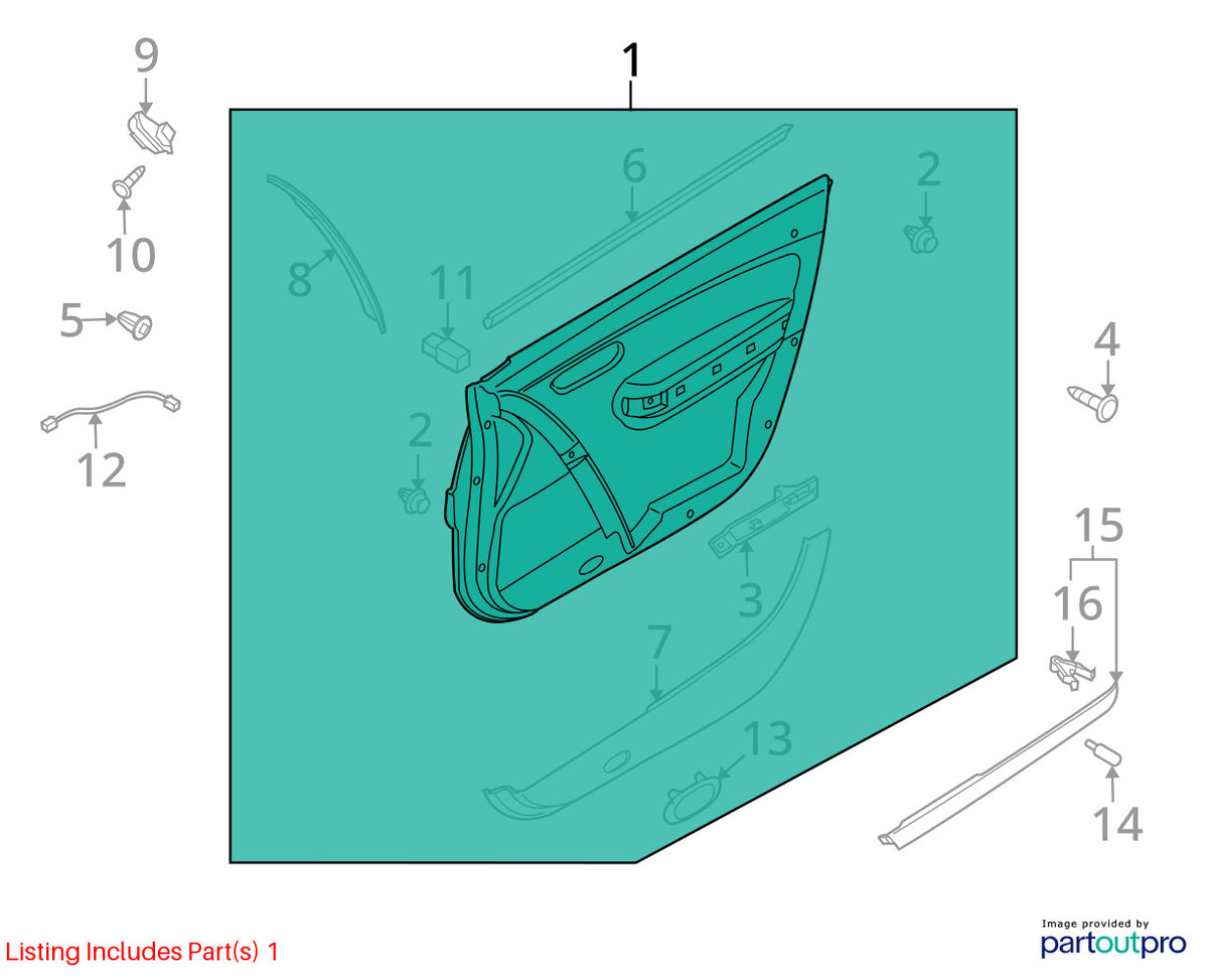 2007-2009 Mazda CX-9 Front Right Door Interior Trim Panel OEM TD11-68-430R-34
